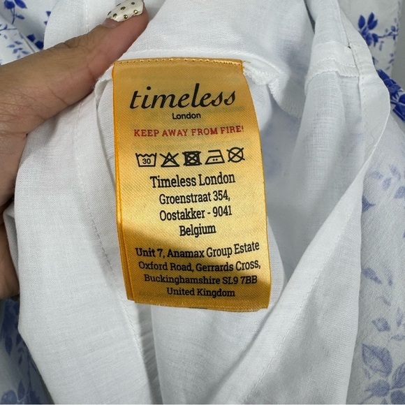 TIMELESS LONDON Elode Blue and White Midi‎ Dress - Picture 9 of 10